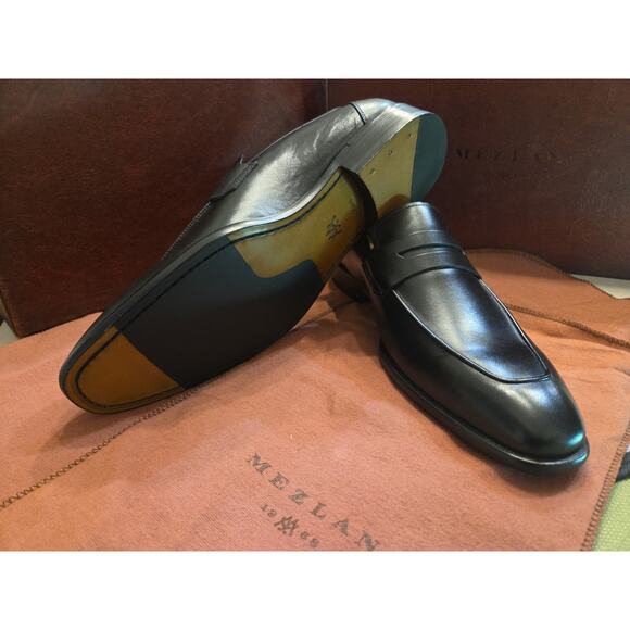 MEZLAN E20243 Penny Loafers Black Calf Leather shoes US 7.5EU 41 made Italy main image 7